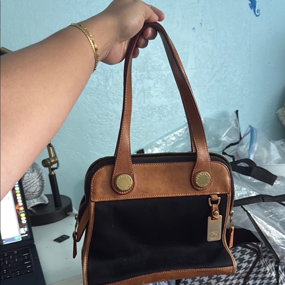Dooney & Bourke Black and Brown Shoulder Bag with Structured Design - Picture 2 of 3